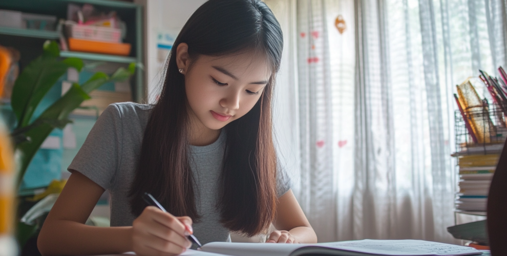 A girl studying using brainfit techniques