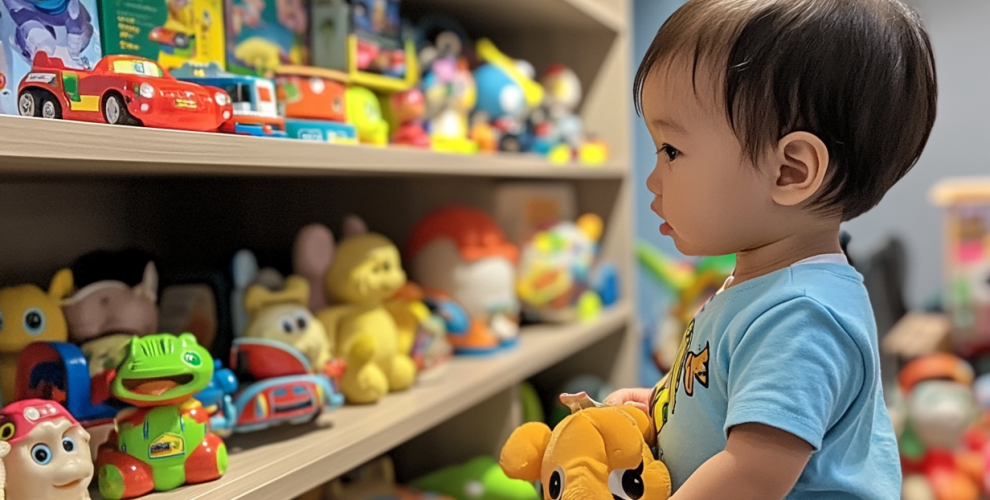 A toddler learning to identify different toys through Categorical Thinking
