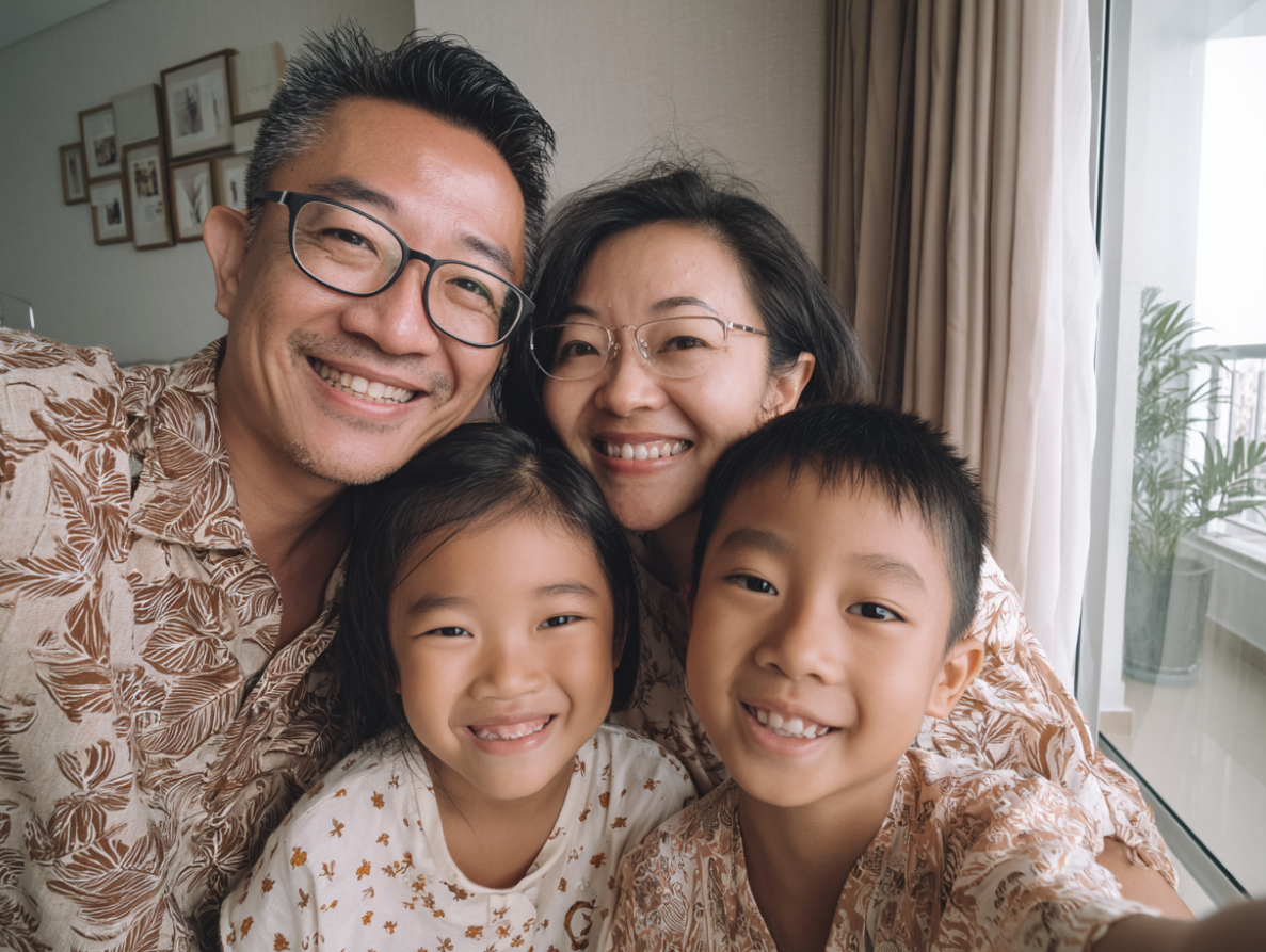 A happy family after enrolling their children for BrainFit sessions.